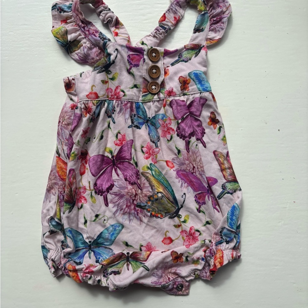 Posh Peanut Pink Butterfly Print One-Piece Bodysuit